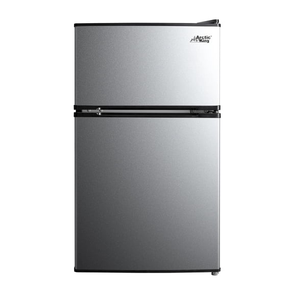Arctic King 3.2 Cu Ft Two Door Mini Fridge With Freezer Stainless Steel - Energy star certified, compact and efficient for dorms, offices, and small spaces