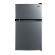 Arctic King 3.2 Cu Ft Two Door Compact Refrigerator with Freezer, Black Stainless Steel Look