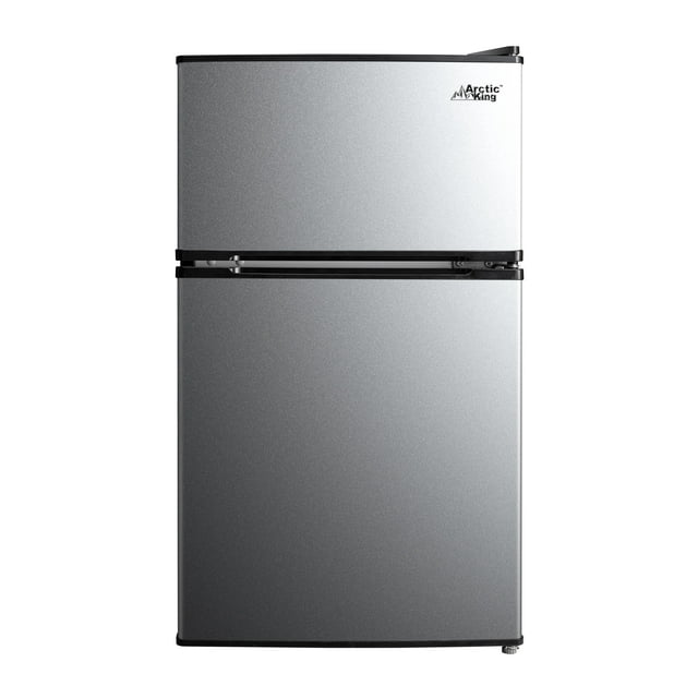 Arctic King 3.2 Cu ft Two Door Mini Fridge with Freezer, Stainless ...