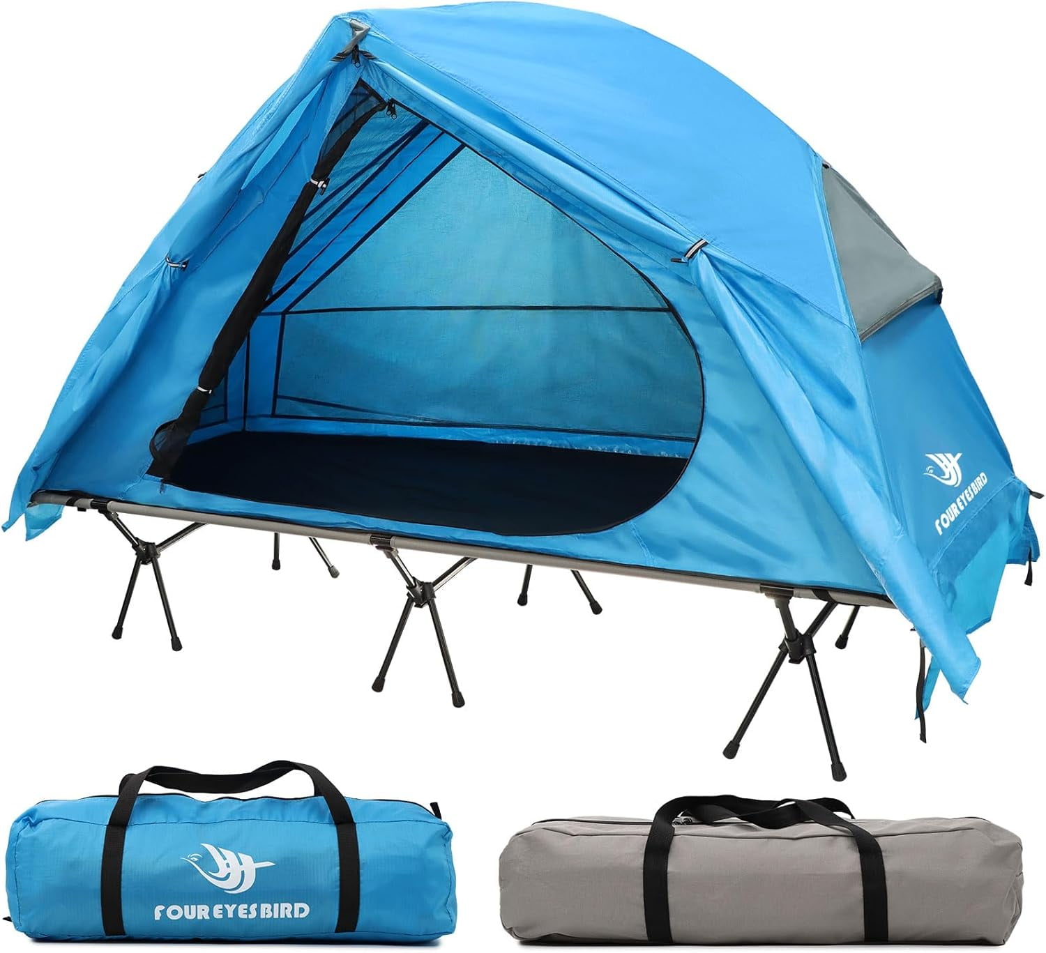 Arctic Lemmings 4-in-1 Camping Cot Tent, Foldable Off Ground Elevated Tent Set for 1 Person for Outdoor Hiking & Travel Camping