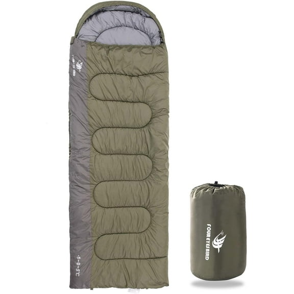 Arctic Lemmings Bag for Adults & Kids - Waterproof, Lightweight, Hooded 3-Season Summer Spring Fall Envelope Sleeping Bags for Camping, Hiking, Backpacking & Outdoor Travel with Storage Sack