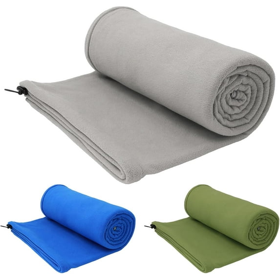 Arctic Lemmings Fleece Sleeping Bag Liner for Adults - 75" Long Full Zipper Camping Blanket, Warm & Cold Weather Use, Grey with Carry Sack