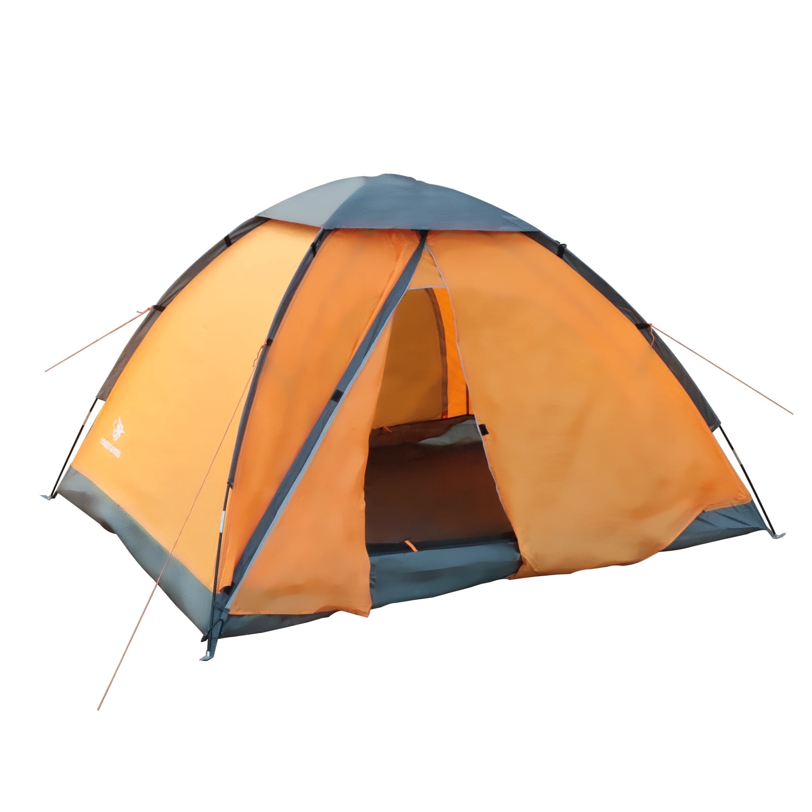 Arctic Lemmings Three-Person Waterproof Backpacking Tent, 7 x 6 x 4.4 Ft Lightweight & Durable Camping Tent for Hiking & Outdoor Adventures (Orange)