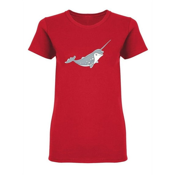 Arctic Narwhal Swimming Design Shaped T-Shirt Women -Image by Shutterstock, Female Large