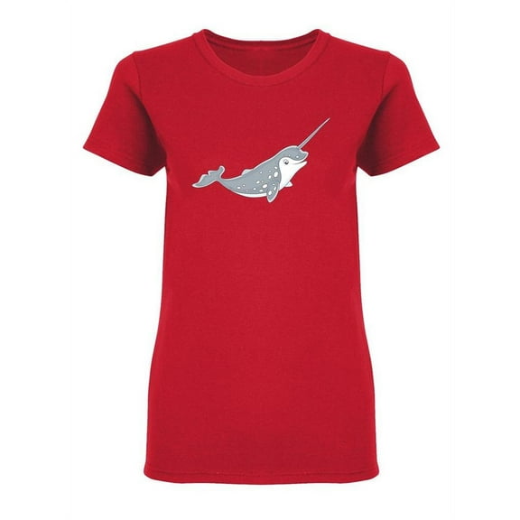 Arctic Narwhal Swimming Design Shaped T-Shirt Women -Image by Shutterstock, Female Large
