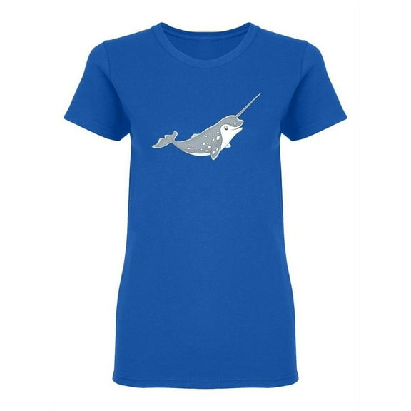 Arctic Narwhal Swimming Design Shaped T-Shirt Women -Image by Shutterstock, Female x-Large