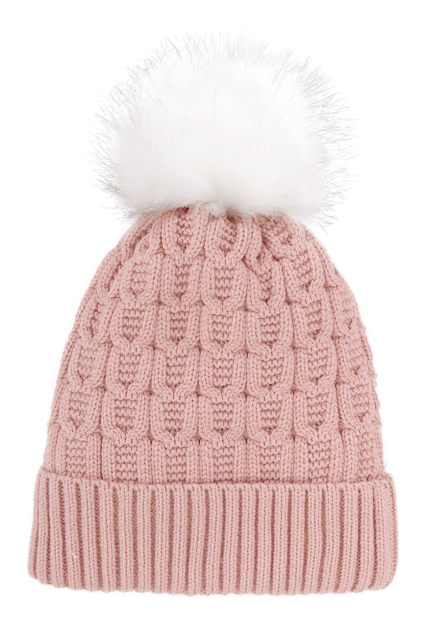 Arctic Paw Sherpa Lined Knit Beanie with Faux Fur Pompom  display picture 1