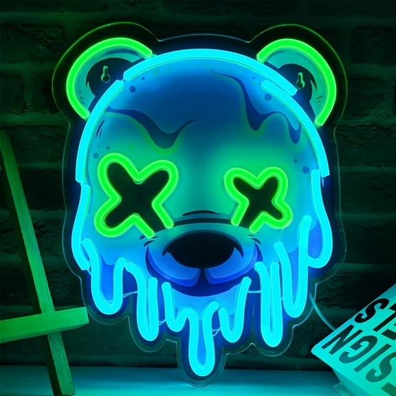 Arctic Polar Bear LED Neon Sign - USB-powered, dimmable mood light with cute design. Perfect for home, bar, cafe, or office. Easy installation, no batteries needed.
