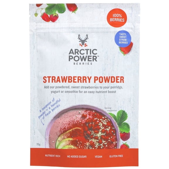 Arctic Power Berries Strawberry Powder, 100% Pure, Vegan, Gluten Free, No Added Sugar, 1-Count, 70g