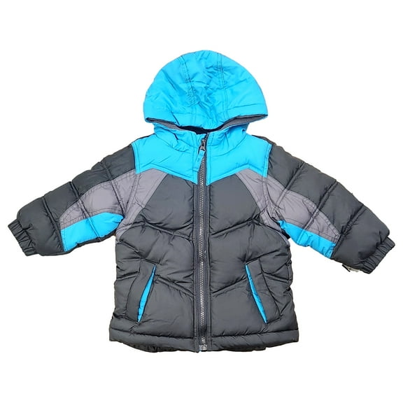 Arctic Quest Infant Boys Gray & Blue Coat Jacket With Fleece Lined Hood 24M