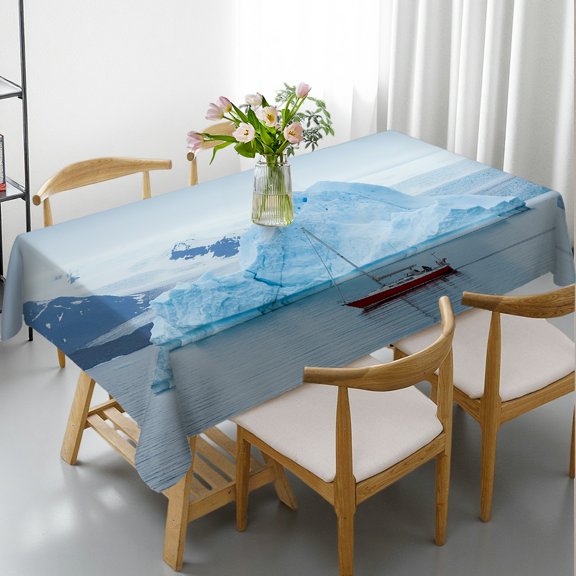 Arctic Sailing Adventure Rectangular Tablecloth, Holiday-Themed Design - Festive Table Setting Tablecloths rectangle tables large size, Cafe, dinner, brunch, buffet, picnic