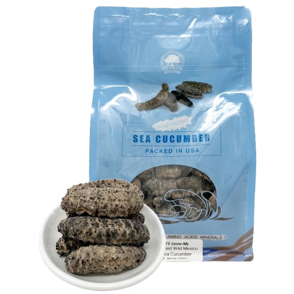 DABC OAK LAND Dried Sea Cucumber Wild Caught,Sun Dried Mexico Black Pin Sea CucumberNutritious Bag- 8oz