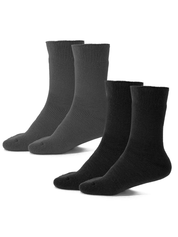 Men and Women Thermal Winter Fleeced Lined Heat Socks (Black/Charcoal Gray, 10-13, 2 Pack)