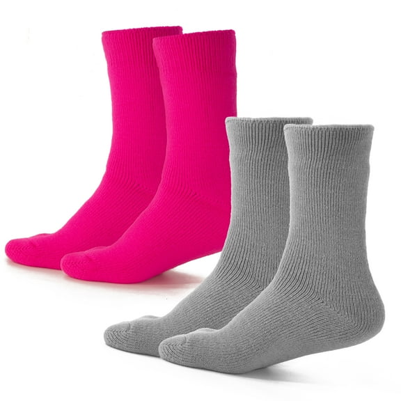 Arctic Snug Men and Women Thermal Winter Fleeced Lined Heat Socks (Heather Gray/Hot Pink, 9-11, 2 Pack)
