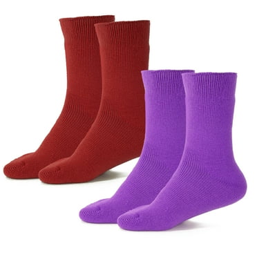 Arctic Snug Men and Women Thermal Winter Fleeced Lined Heat Socks (Maroon/ DPurple, 9-11, 2 Pack)