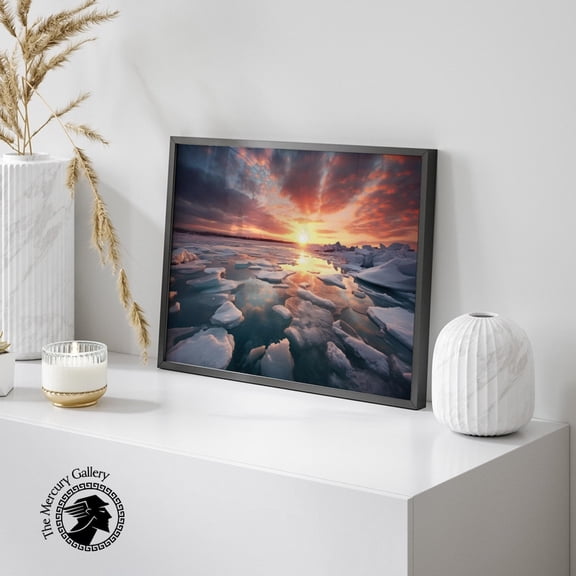 Arctic Sunset Landscape Print Icy Winter Wall Art