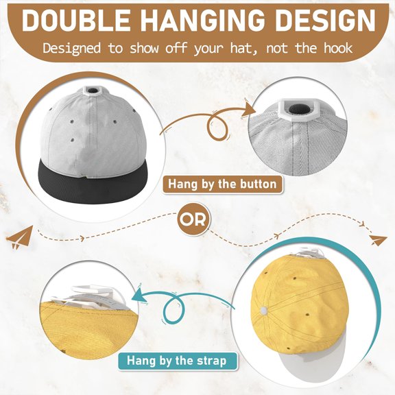Arctic Tern Hat Hooks Strong Holding Minimalist Design, 24 Pack
