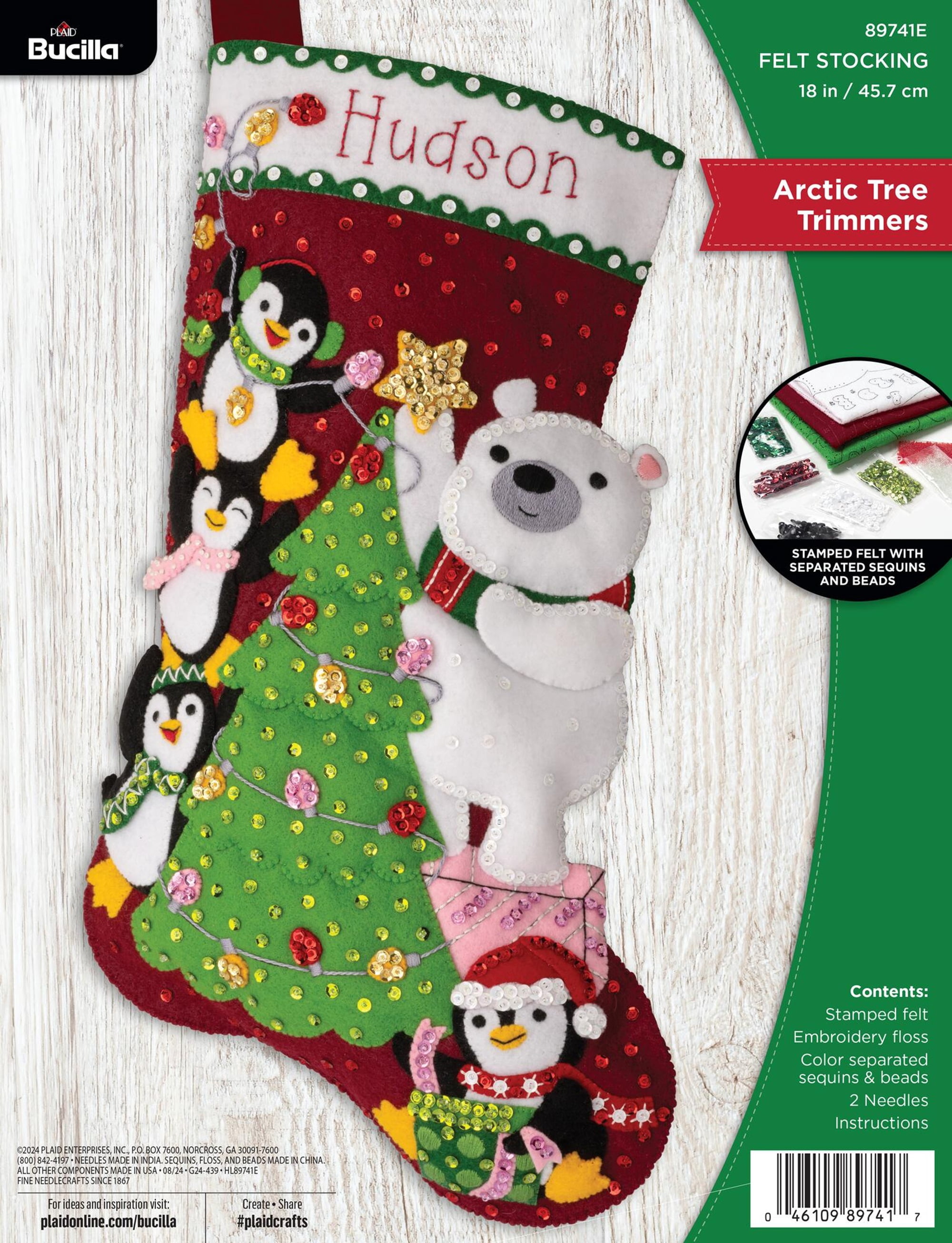Bucilla Arctic Tree Trimmers 18 in Felt Applique Stocking Kit