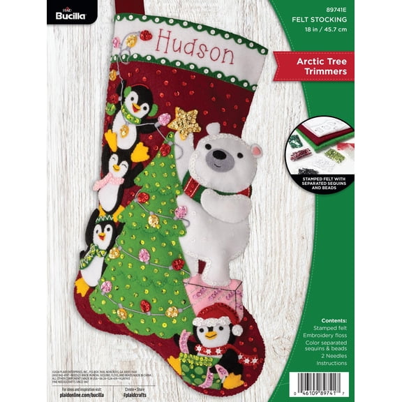 Bucilla Arctic Tree Trimmers 18 in Felt Applique Stocking Kit