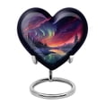 thumbnail image 1 of Arctic Twilight Symphony - Heart Urn For Ashes Male - Artisan Crafted Urn - Handmade Heart Elegance For Unique Memorials - Adult Ashes - 3 Inch, 1 Pc, 1 of 5