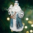 thumbnail image 1 of Arctic Whispers Santa Glass Christmas Ornament, Snowy Winter Theme with Light Blue Robe, 1 of 5