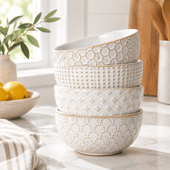 Arctic White 4.5 Inch 12 Oz Ceramic Ice Cream Dessert Bowl Set