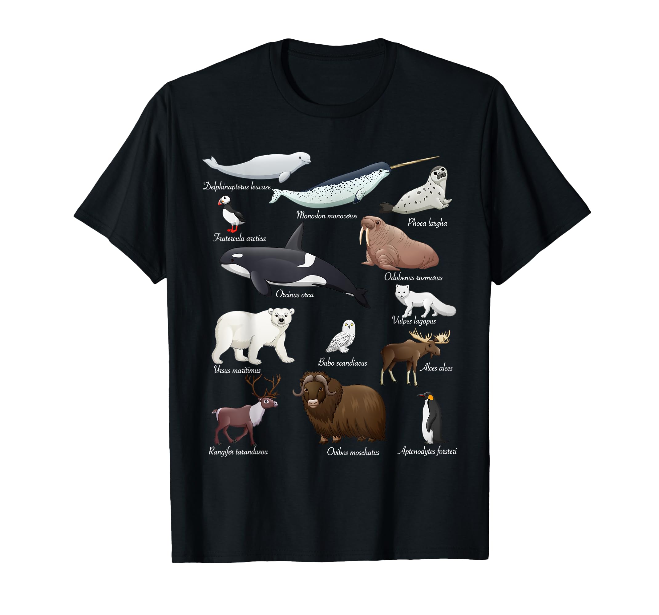 Arctic Wildlife Animals Scientific Names For Education T-Shirt
