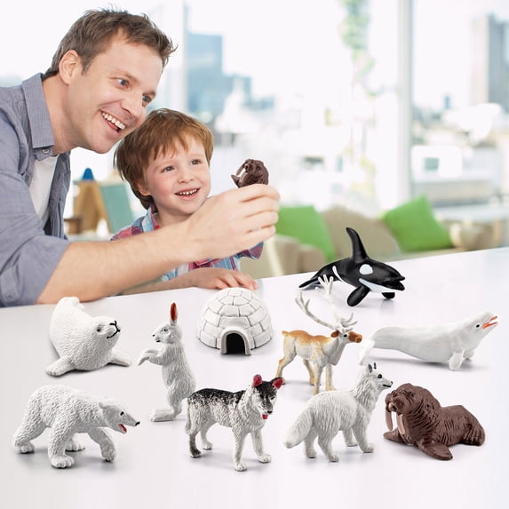 Arctic Winter Animal Figurines Set | Lifelike Resin Decor Models | 10 Pack Wildlife Collectible Toys | Hand-Painted Realistic Features | Multipurpose Bath Play | 2.4x4cm