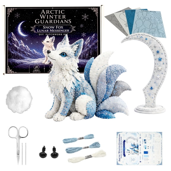 Arctic Winter DIY Patchwork Kit Felt Animal Sewing Kit for Beginner 3D Stuffed Animal Creature Pre Cut Handmade Craft Set for Home Decor Creative Present
