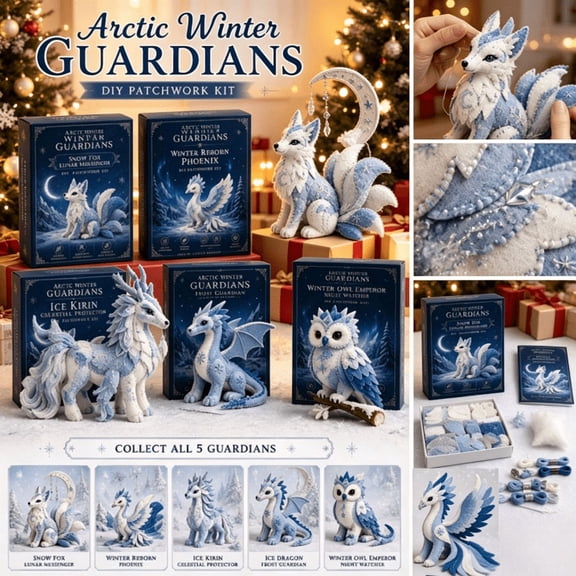 Arctic Winter Guardians DIY Patchwork Kit, Collectible 3D Mythical Animal Patchwork Set, Adult DIY Hobby.