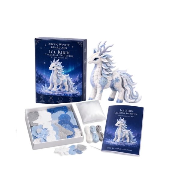 Arctic Winter Guardians DIY Patchwork Kit – Fantasy 3D Felt Animal Sewing Kit with Pre-Cut Materials, Handmade Polar Mythical Creature Craft for Beginners, Home Decor Novelty