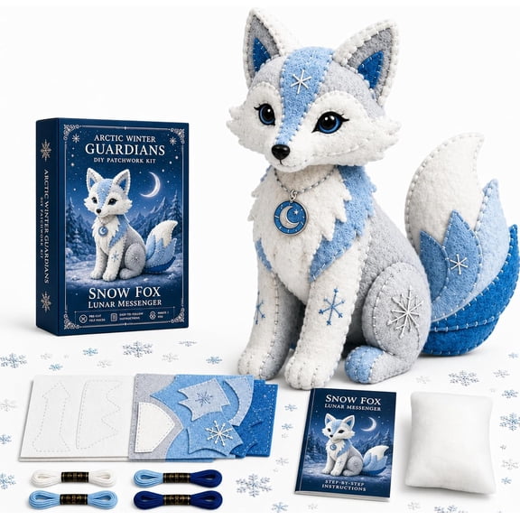 Arctic Winter Guardians DIY Patchwork Kit, Felt Animal Sewing Kit for Beginners, 3D Polar Mythical Creature Plush, Pre-Cut Handmade Craft for Home Decor & Gift (#B)