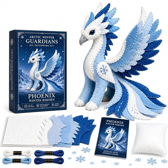 Arctic Winter Guardians DIY Patchwork Kit, Felt Animal Sewing Kit for Beginners, 3D Polar Mythical Creature Plush, Pre-Cut Handmade Craft for Home Decor & Gift (#C)