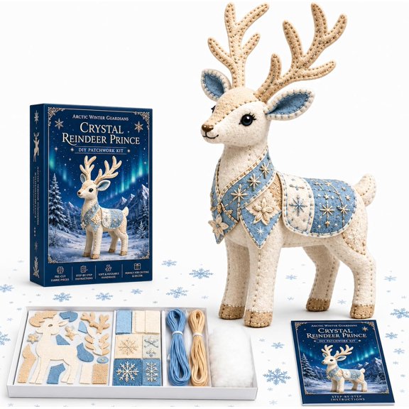 Arctic Winter Guardians DIY Patchwork Kit, Felt Animal Sewing Kit for Beginners, 3D Polar Mythical Creature Plush, Pre-Cut Handmade Craft for Home Decor & Gift (#D)