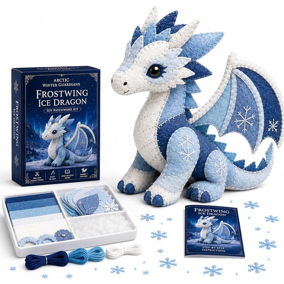 Arctic Winter Guardians DIY Patchwork Kit, Felt Animal Sewing Kit for Beginners, 3D Polar Mythical Creature Plush, Pre-Cut Handmade Craft for Home Decor & Gift (#F)