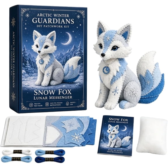Arctic Winter Guardians DIY Patchwork Kit, Felt Animal Sewing Kit for Beginners, 3D Stuffed Animals Mythical Creature, Pre-Cut Handmade Craft Kit for Home Decor & Creative Gift (#J)