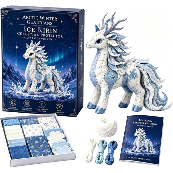 Arctic Winter Guardians DIY Patchwork Kit, Felt Animal Sewing Kit for Beginners, 3D Stuffed Animals Mythical Creature, Pre-Cut Handmade Craft Kit for Home Decor & Creative Gift (#C)