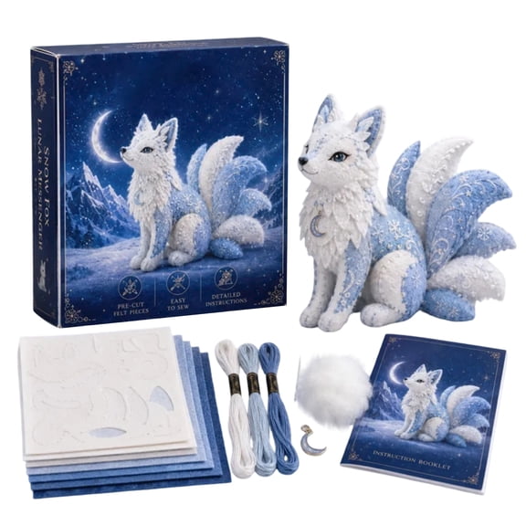 Arctic Winter Guardians DIY Patchwork Kit, Felt Animal Sewing Kit for Beginners, Mythical Creature Sewing Kit with Pre-Cut Materials, Handmade Felt Craft Kit for Home Decor & Creative Gift (A)