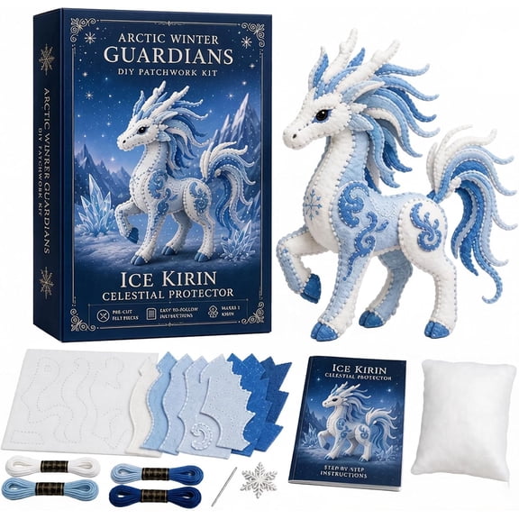 Arctic Winter Guardians DIY Patchwork Kit, Felt Arctic Winter Guardians Sewing Craft Kit, 3D Patchwork Fantasy Creature, DIY Plush Animal Sewing Kit, Handmade Craft Gift for Beginners