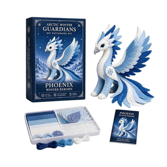 Arctic Winter Guardians DIY Patchwork Kit, Handmade 3D Mythical Plush Sewing Set with Pre-Cut Materials, Felt Animal Sewing Kit for Beginners, for Home Decor & Craft Lovers Gifts