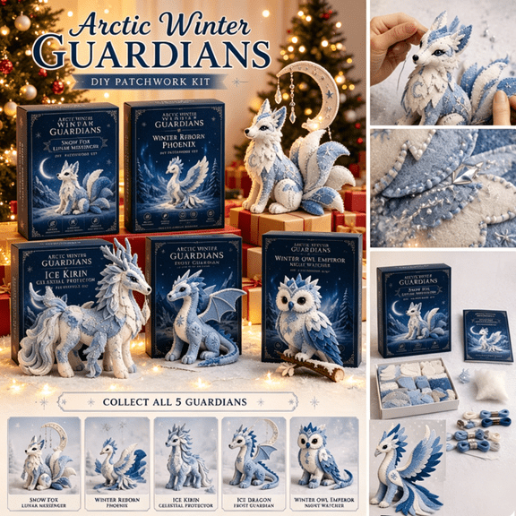 Arctic Winter Guardians DIY Patchwork Kit, Premium Felt 3D Sewing Set for Adult Hobbyists, Exquisite Creature.