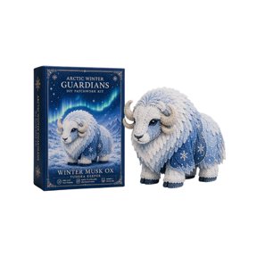 Arctic Winter Guardians Felt Sewing Kit, Mythical Creature Plush Patchwork DIY Craft Set for Holiday Decor & Gifts Musk Ox