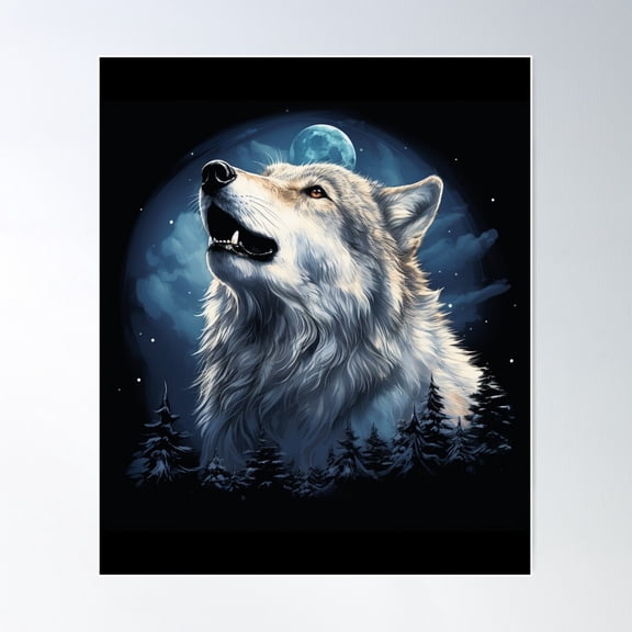 Arctic Wolf Face Poster Wall Art, Modern Wall Decor For Living Room Bedroom, 8x12 UNFRAMED