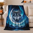 thumbnail image 1 of Arctic Wolf With Wolf And Snowy Pines Snowy Pine Forest Serene Wildlife Art Wildlife Lovers Winter Wilderness Scene Warm Flannel Blanket, Christmas Gift for Cabin and Lodge Home Decor, 1 of 9