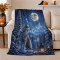 thumbnail image 1 of Arctic Wolf With Wolf And Snowy Pines Snowy Pine Forest Serene Wildlife Art Wildlife Lovers Winter Wilderness Scene Warm Flannel Blanket, Christmas Gift for Cabin and Lodge Home Decor, 1 of 9