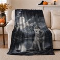 thumbnail image 1 of Arctic Wolf With Wolf And Snowy Pines Snowy Pine Forest Serene Wildlife Art Wildlife Lovers Winter Wilderness Scene Warm Flannel Blanket, Christmas Gift for Cabin and Lodge Home Decor, 1 of 9