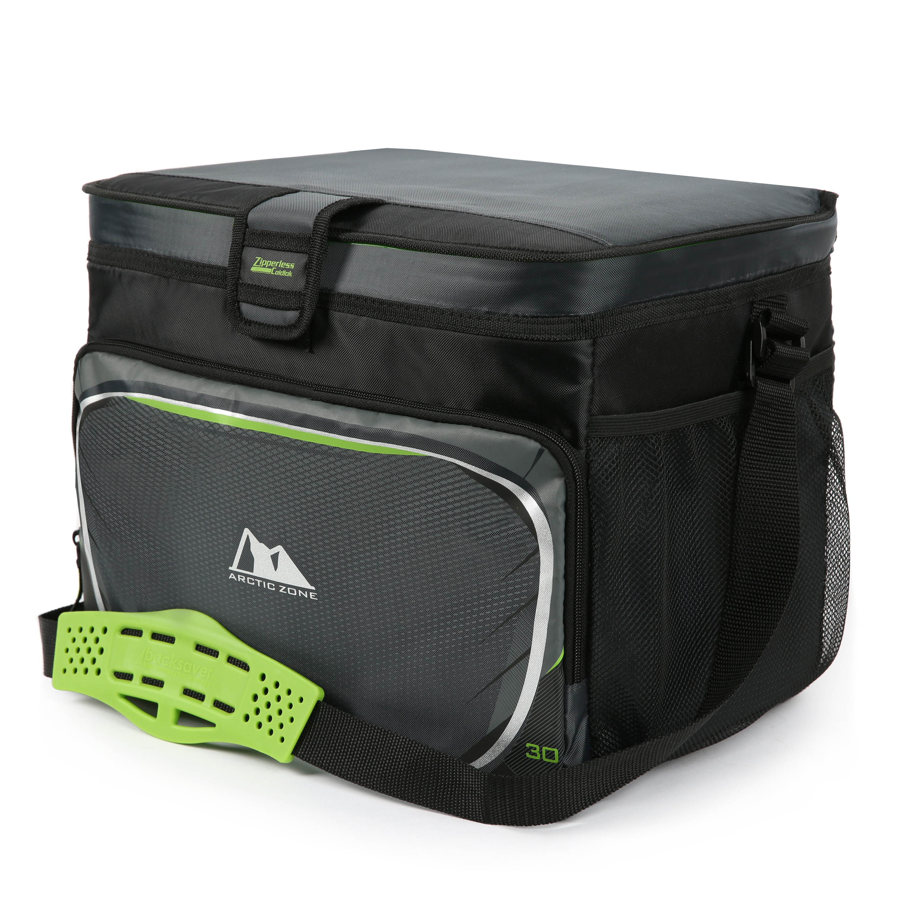 Arctic Zone 30 cans Zipperless Soft Sided Cooler with Hard Liner, Black and Green - image 1 of 11