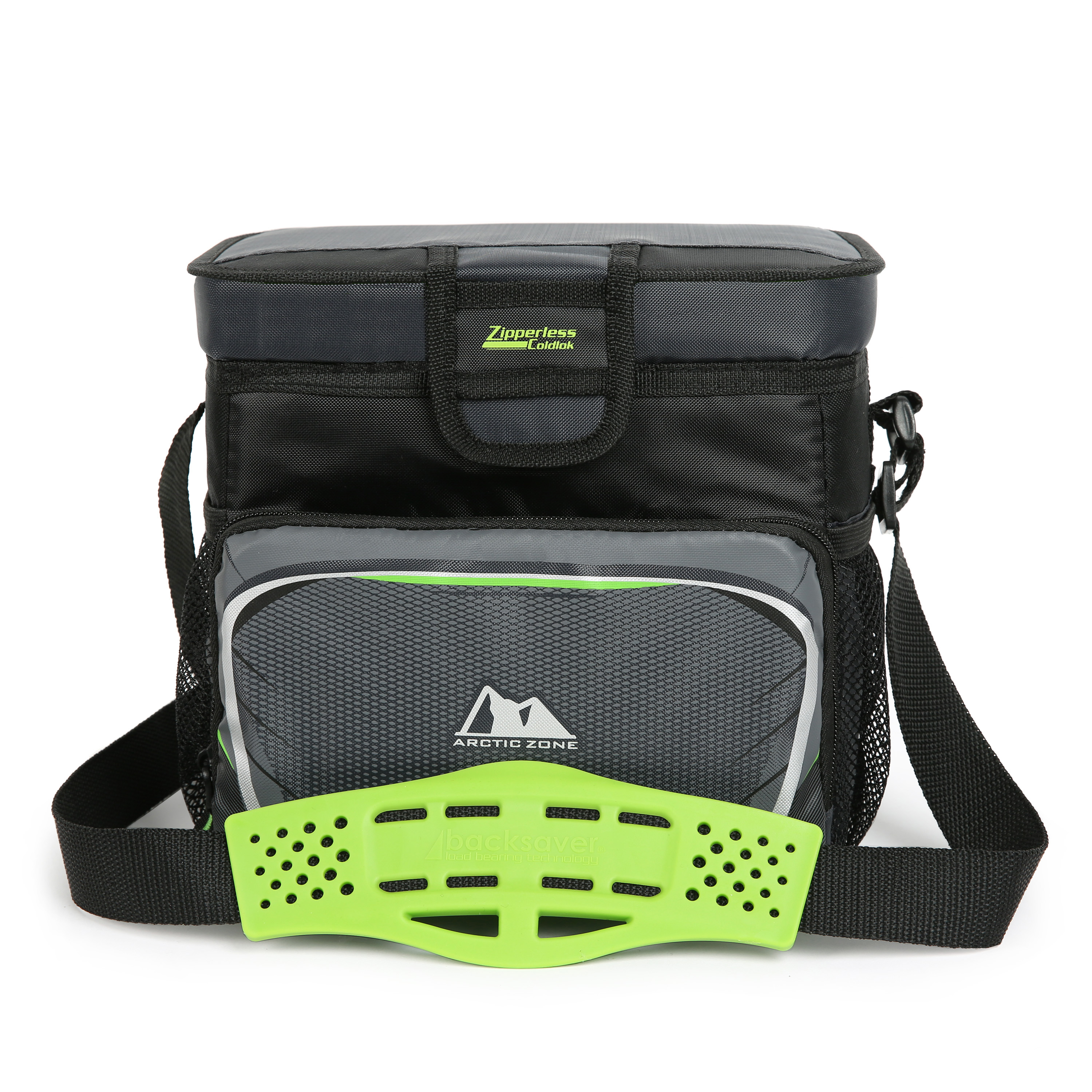 Arctic Zone 9 cans Zipperless Soft Sided Cooler with Hard Liner, Grey and Green - image 1 of 11