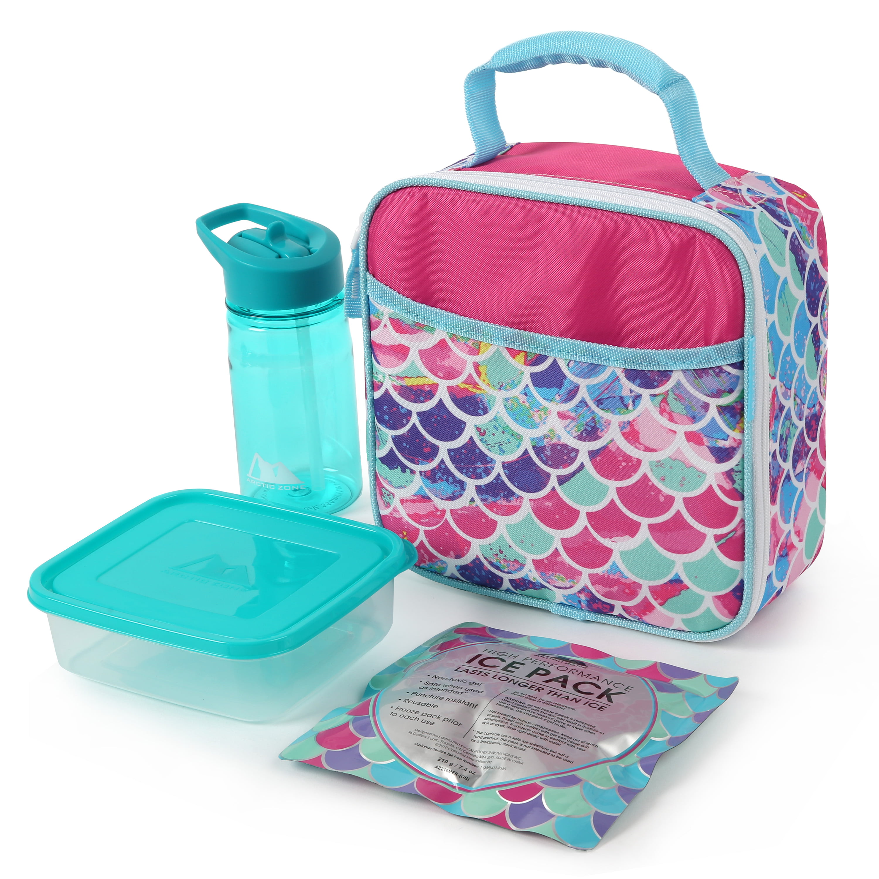 Arctic Zone Reusable Lunch Box Combo Kit with Accessories, Mermaid 