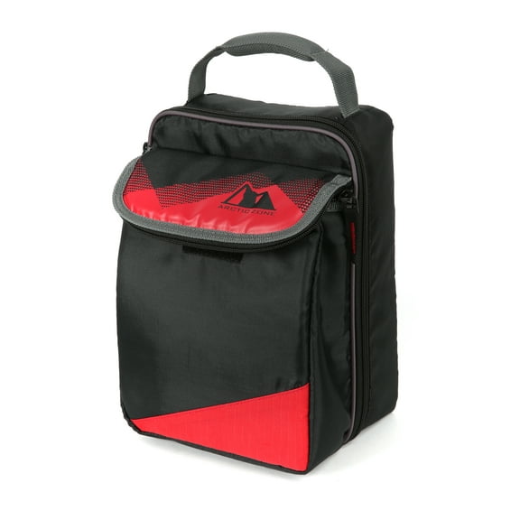 Arctic Zone Expandable Upright HardBody® Lunch Box with Microban® Protected Easy Clean Lining, Black and Red